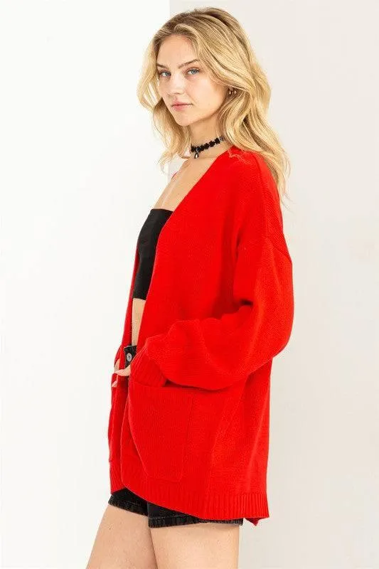 Long Sleeve Open Front Oversized Cardigan