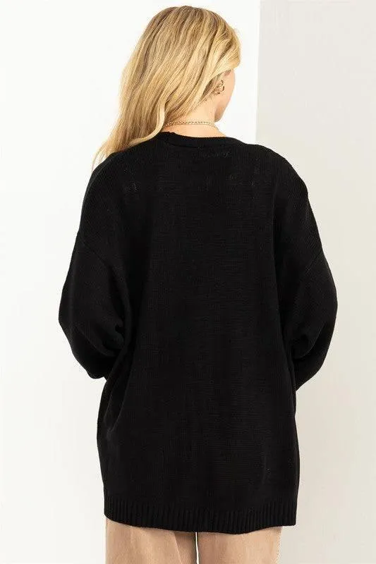 Long Sleeve Open Front Oversized Cardigan