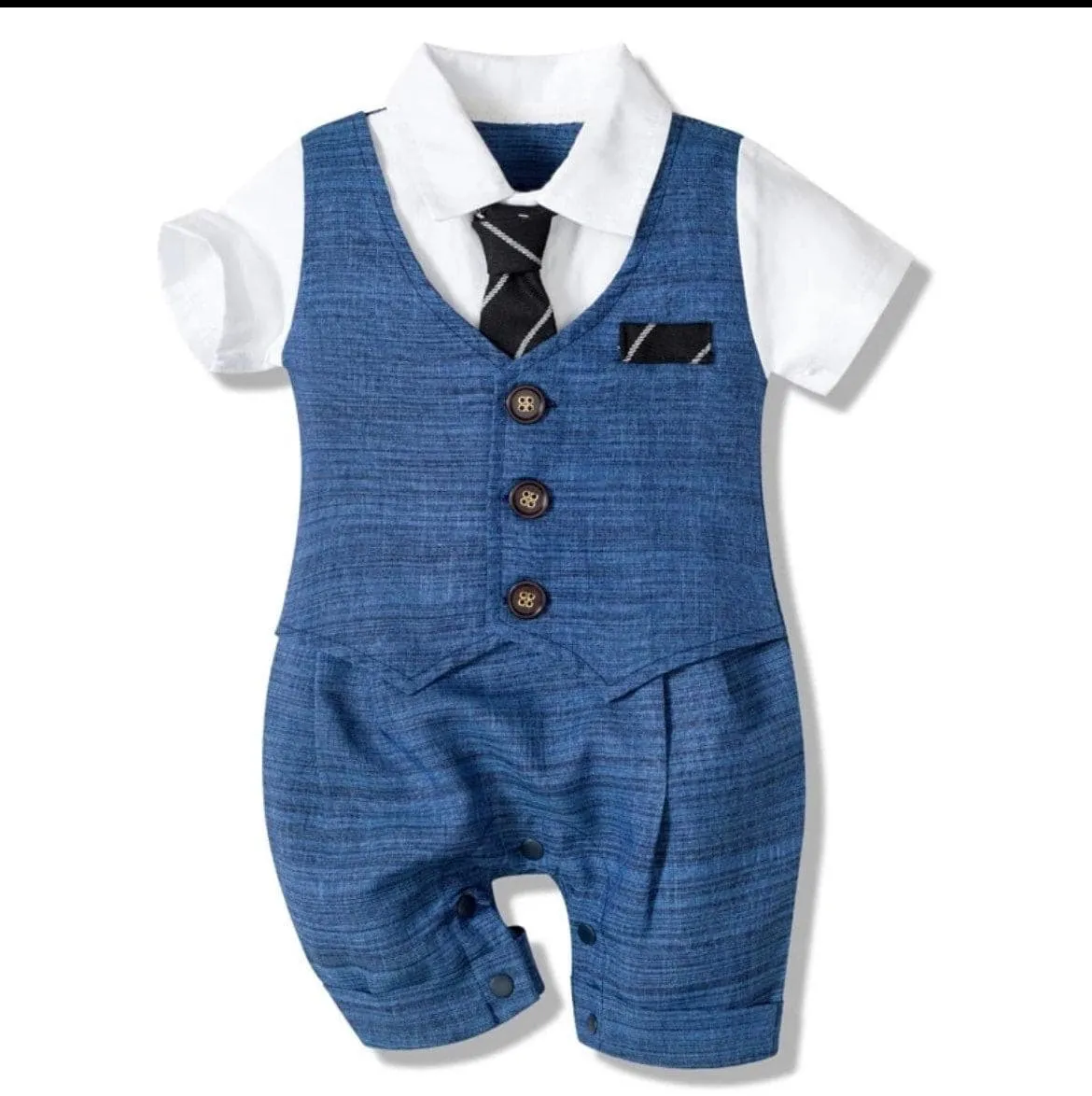 Louis - Baby Boy Suit Romper with Tie in Newborn to 2 years