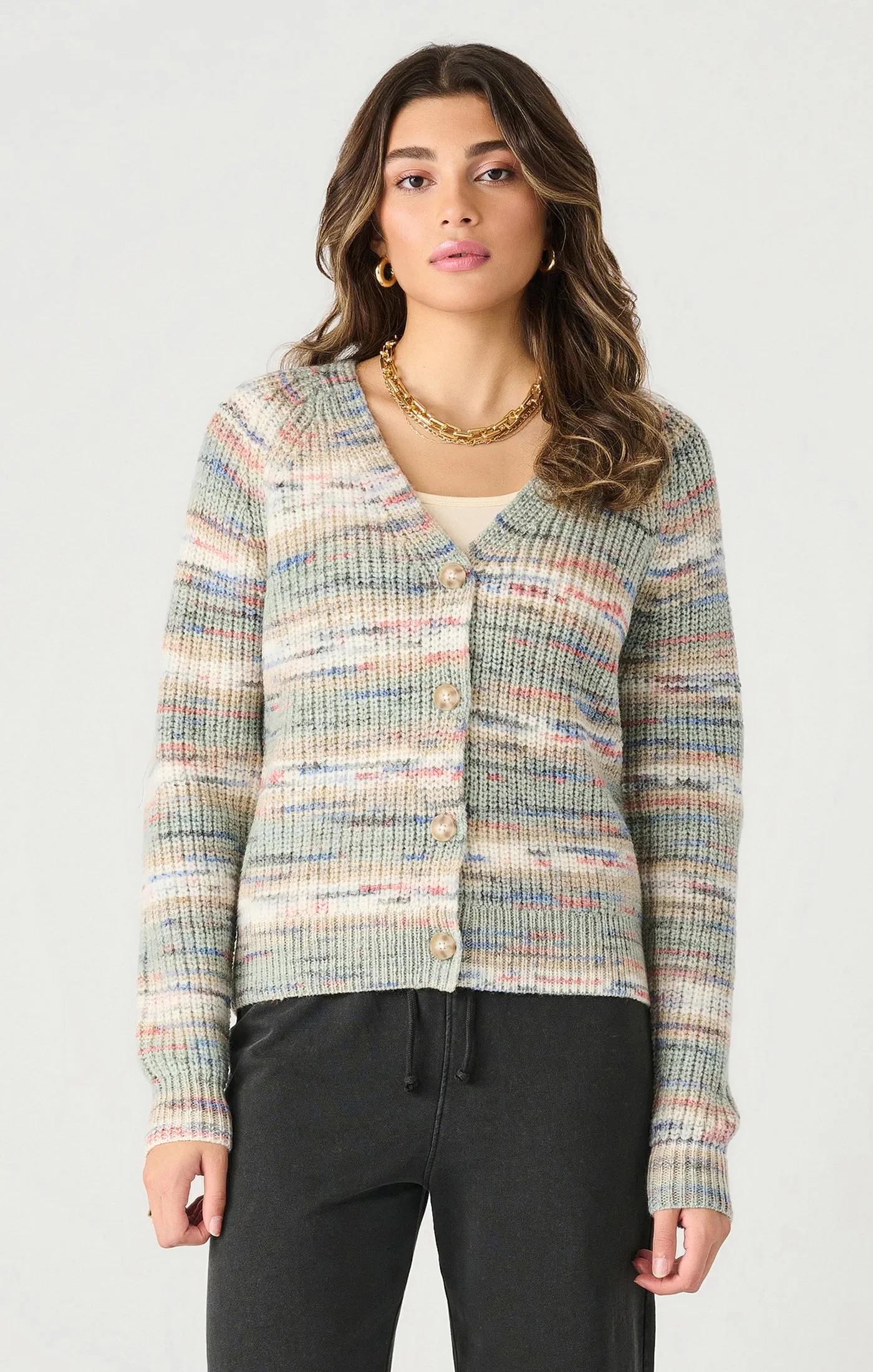 Ls Buttoned Spacedye Cardigan