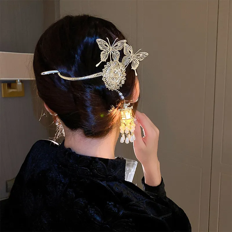 Luminous Stylish Butterfly Lantern Hairpin