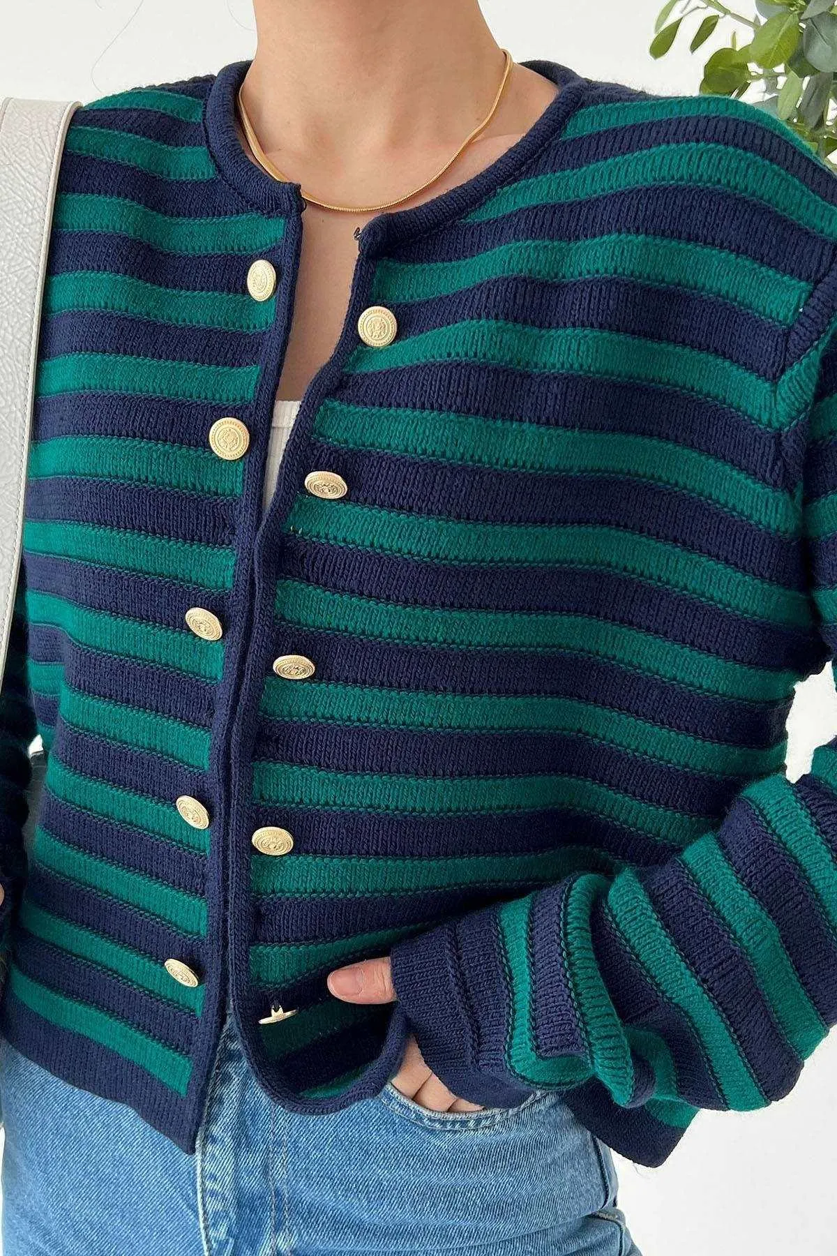 Lyla Double Button Striped Cardigan