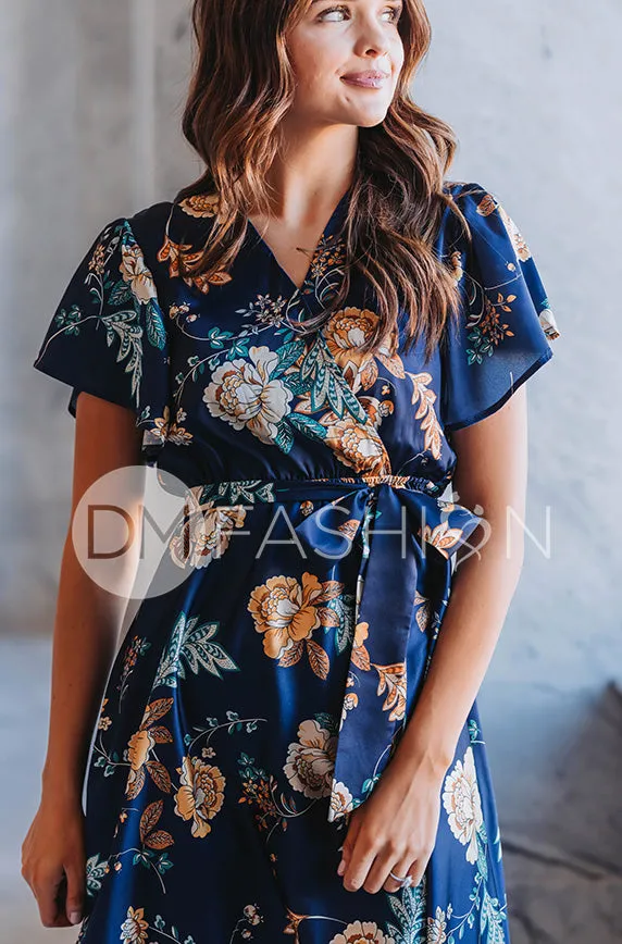 Magnolia Navy Floral Dress - DM Exclusive - Nursing Friendly