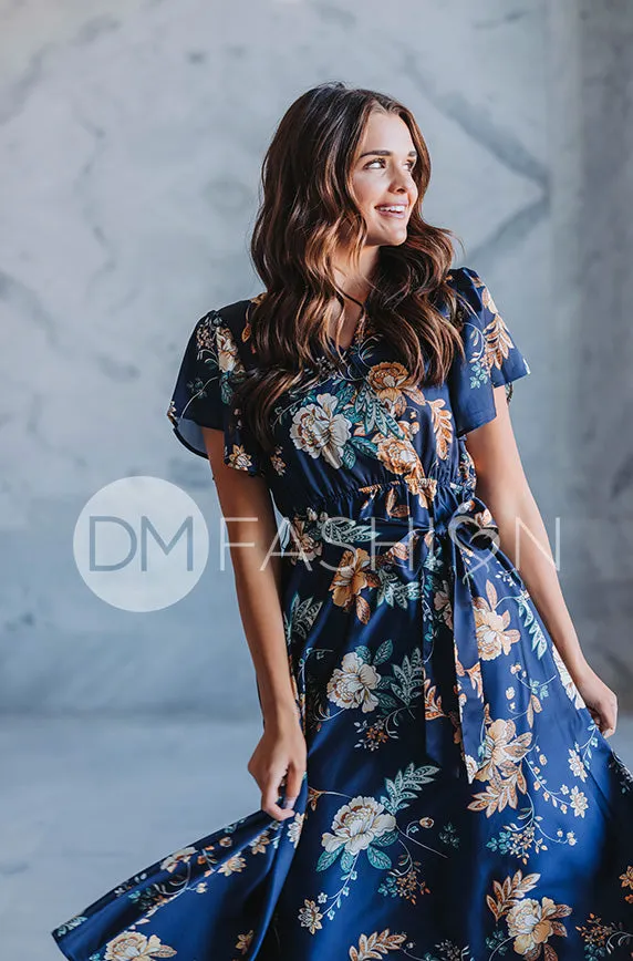 Magnolia Navy Floral Dress - DM Exclusive - Nursing Friendly