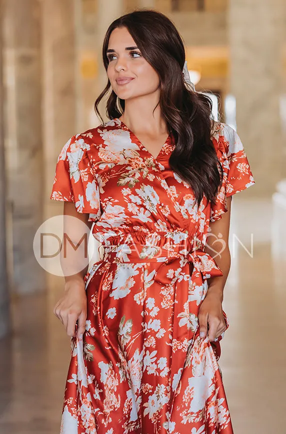 Magnolia Rust Floral Dress - DM Exclusive - Nursing Friendly