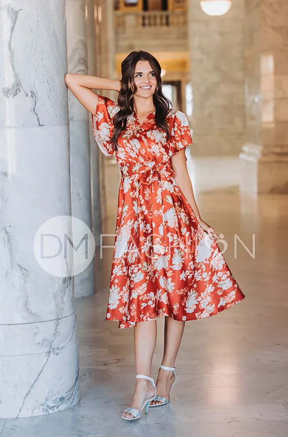 Magnolia Rust Floral Dress - DM Exclusive - Nursing Friendly