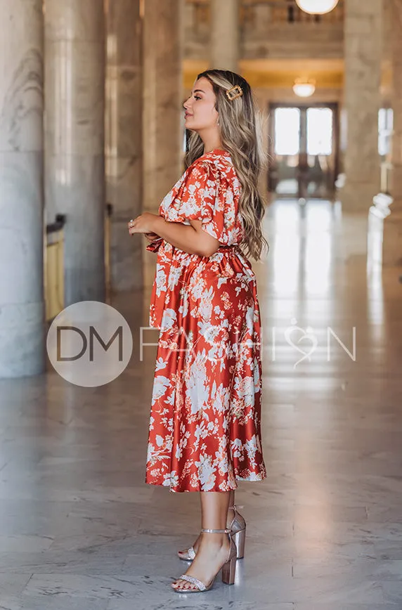 Magnolia Rust Floral Dress - DM Exclusive - Nursing Friendly