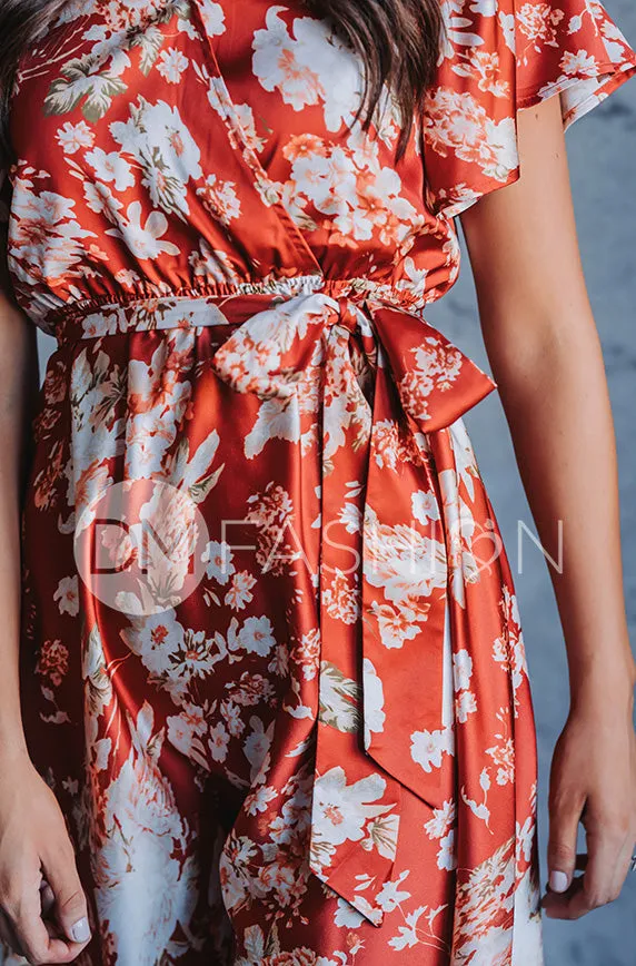 Magnolia Rust Floral Dress - DM Exclusive - Nursing Friendly