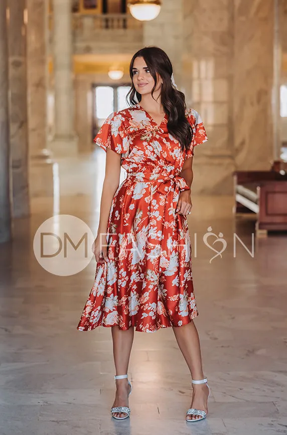 Magnolia Rust Floral Dress - DM Exclusive - Nursing Friendly