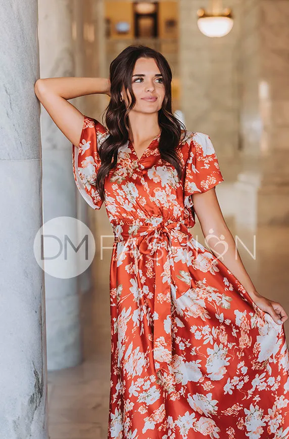 Magnolia Rust Floral Dress - DM Exclusive - Nursing Friendly