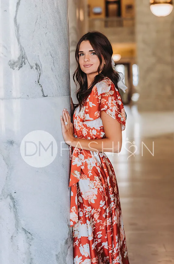 Magnolia Rust Floral Dress - DM Exclusive - Nursing Friendly