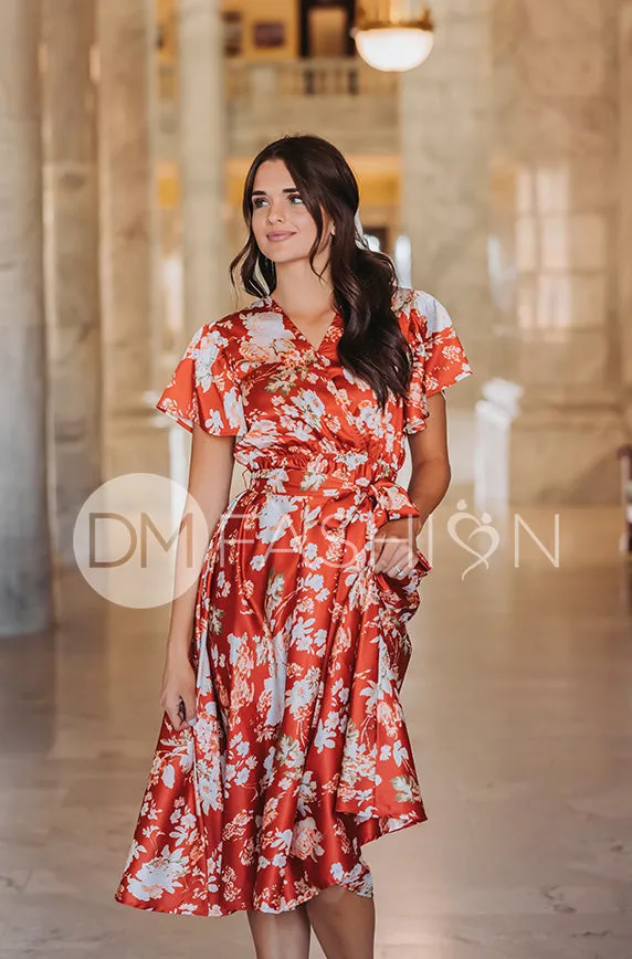 Magnolia Rust Floral Dress - DM Exclusive - Nursing Friendly