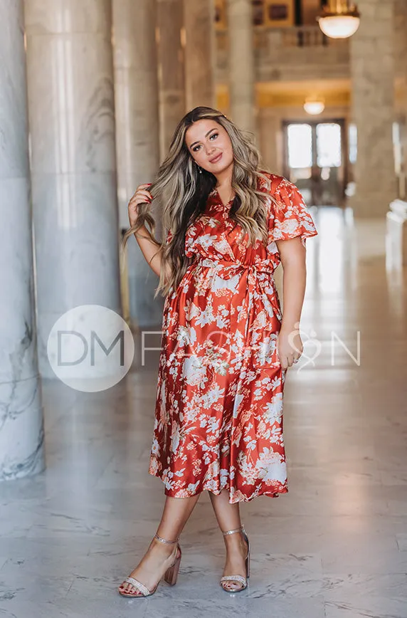 Magnolia Rust Floral Dress - DM Exclusive - Nursing Friendly