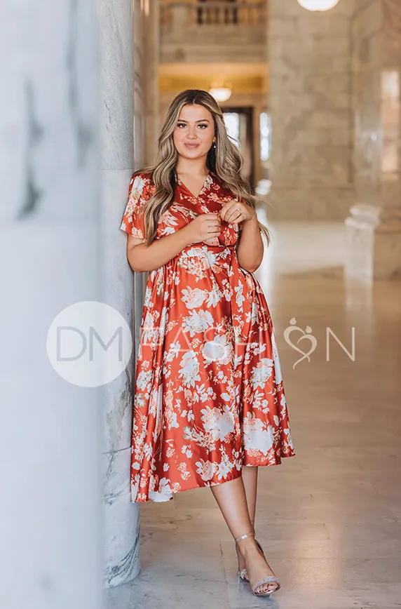 Magnolia Rust Floral Dress - DM Exclusive - Nursing Friendly