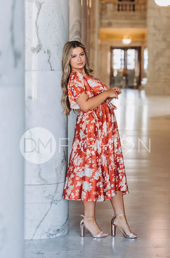 Magnolia Rust Floral Dress - DM Exclusive - Nursing Friendly