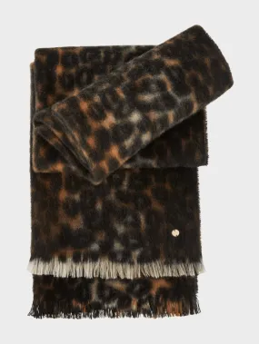 Marc Cain Collections T Leopard Print Wool Scarf TC B4.08 Z18 COL 900