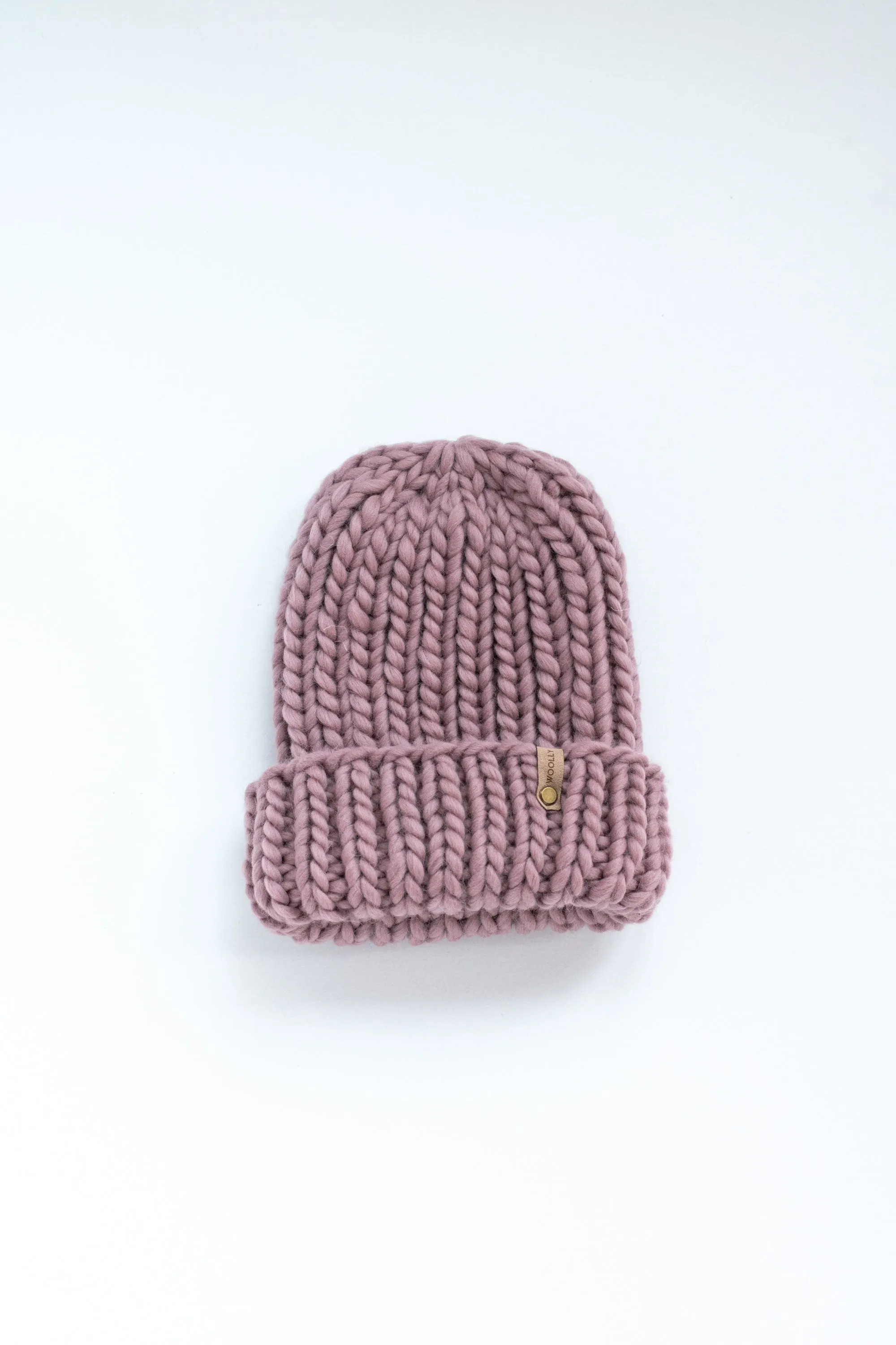 Mauve Peruvian Wool Ribbed Knit Hat