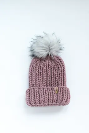 Mauve Peruvian Wool Ribbed Knit Hat