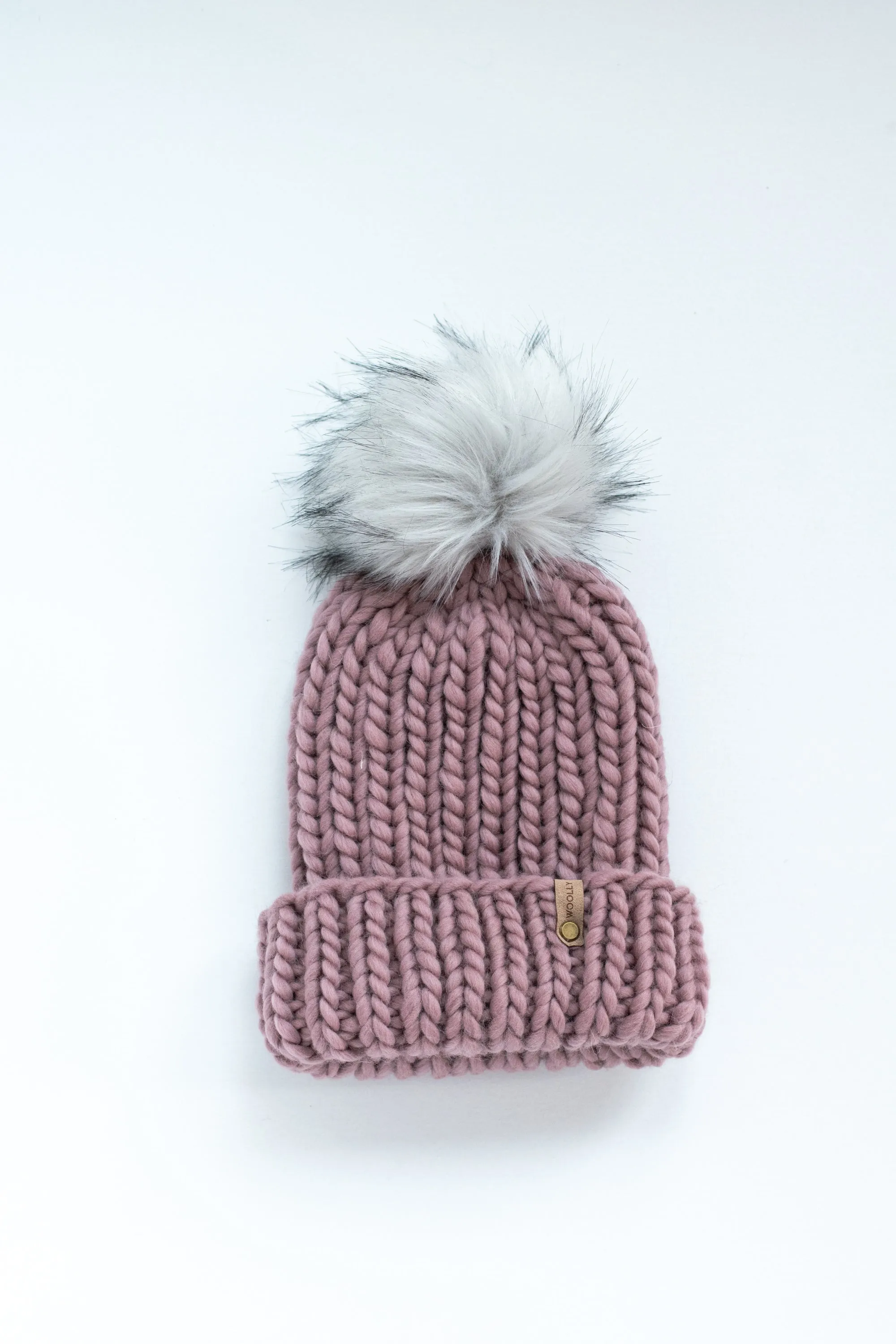 Mauve Peruvian Wool Ribbed Knit Hat