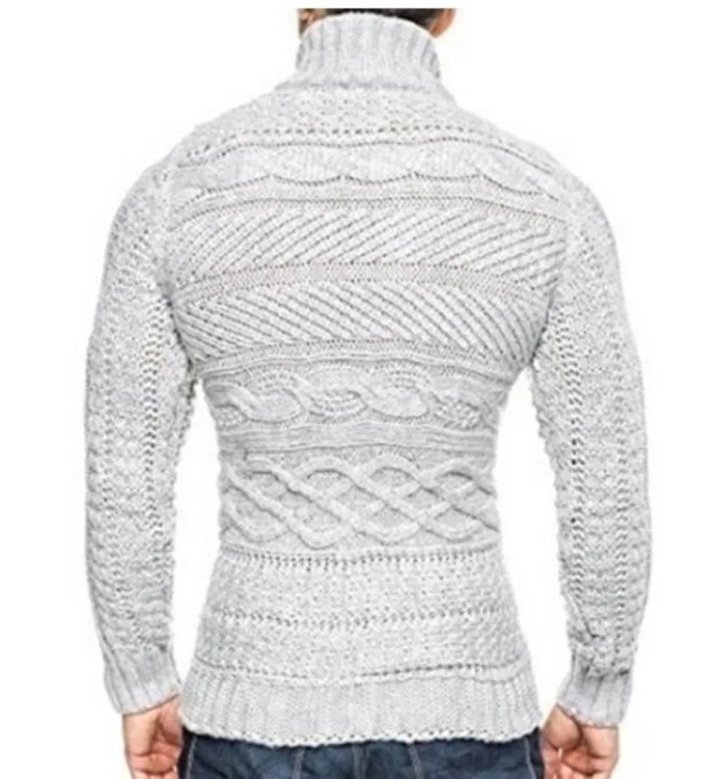 Men High Collar Slim Fit Cardigan