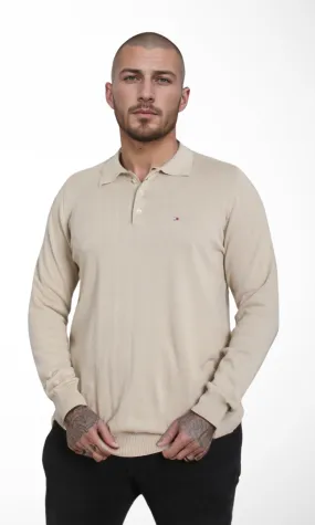 Men Tricot Polo Shirt (Beige)