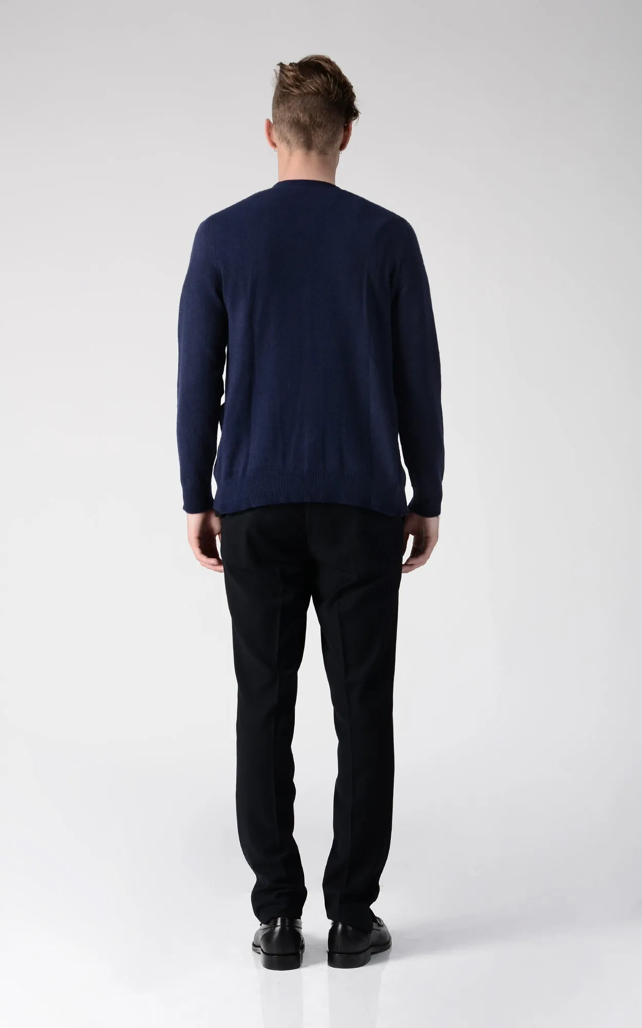 Men V-Neck Cardigan_Navy