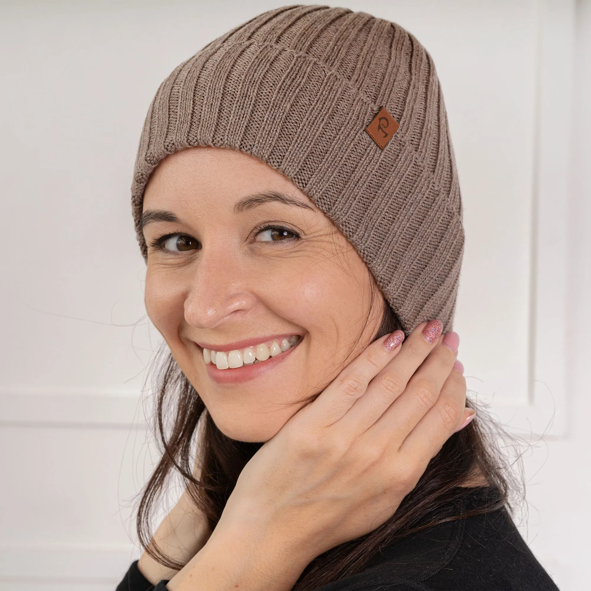 MENIQUE 100% Merino Wool Womens Knit Ribbed Beanie Merino