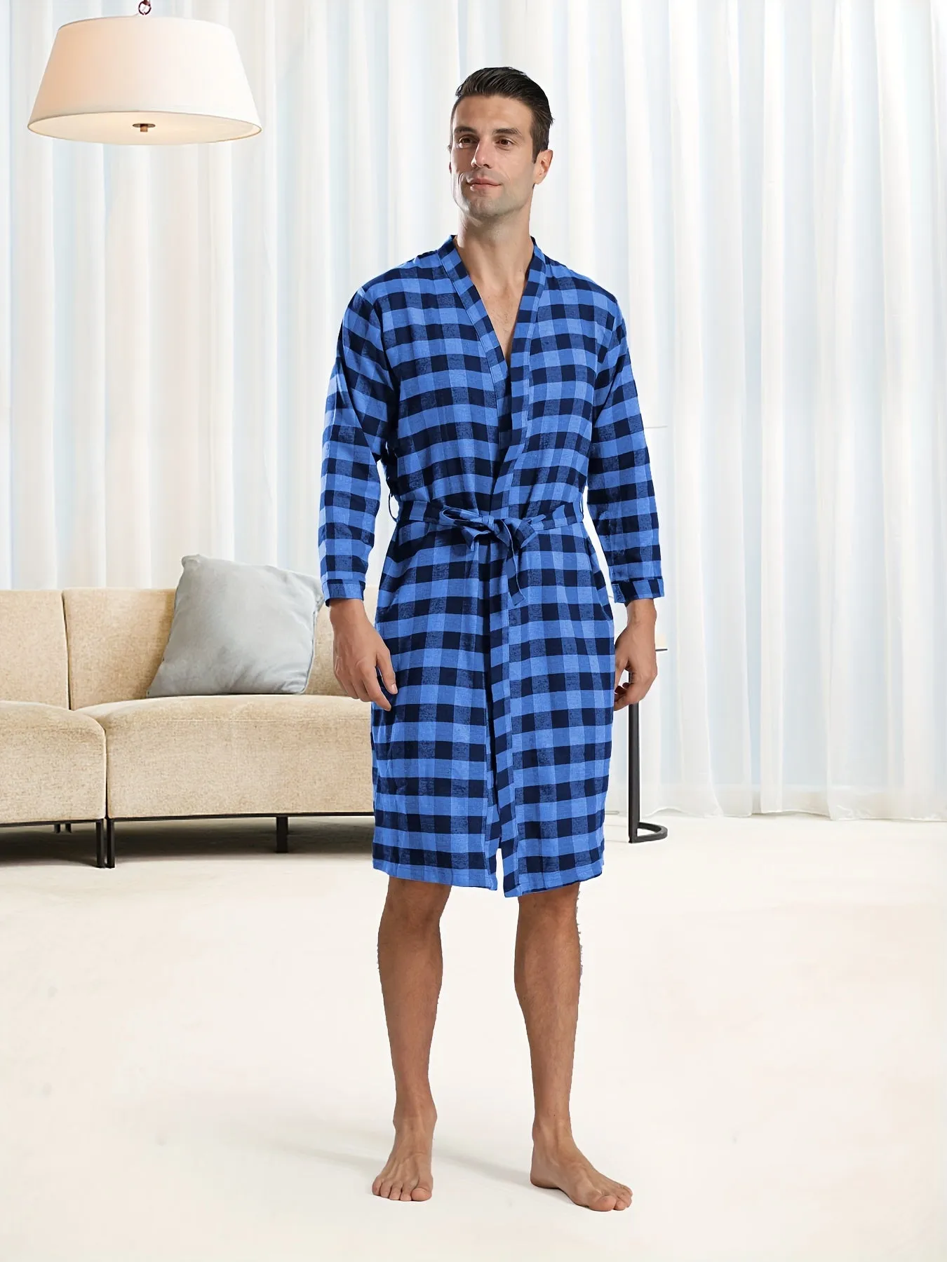 Mens Hooded Pajamas - Stylish, Warm, and Comfy One-Piece Loungewear with Cartoon Plaid Graphic Print, Breathable, Skin-Friendly, and Perfect for Lounging Around the House After a Bath