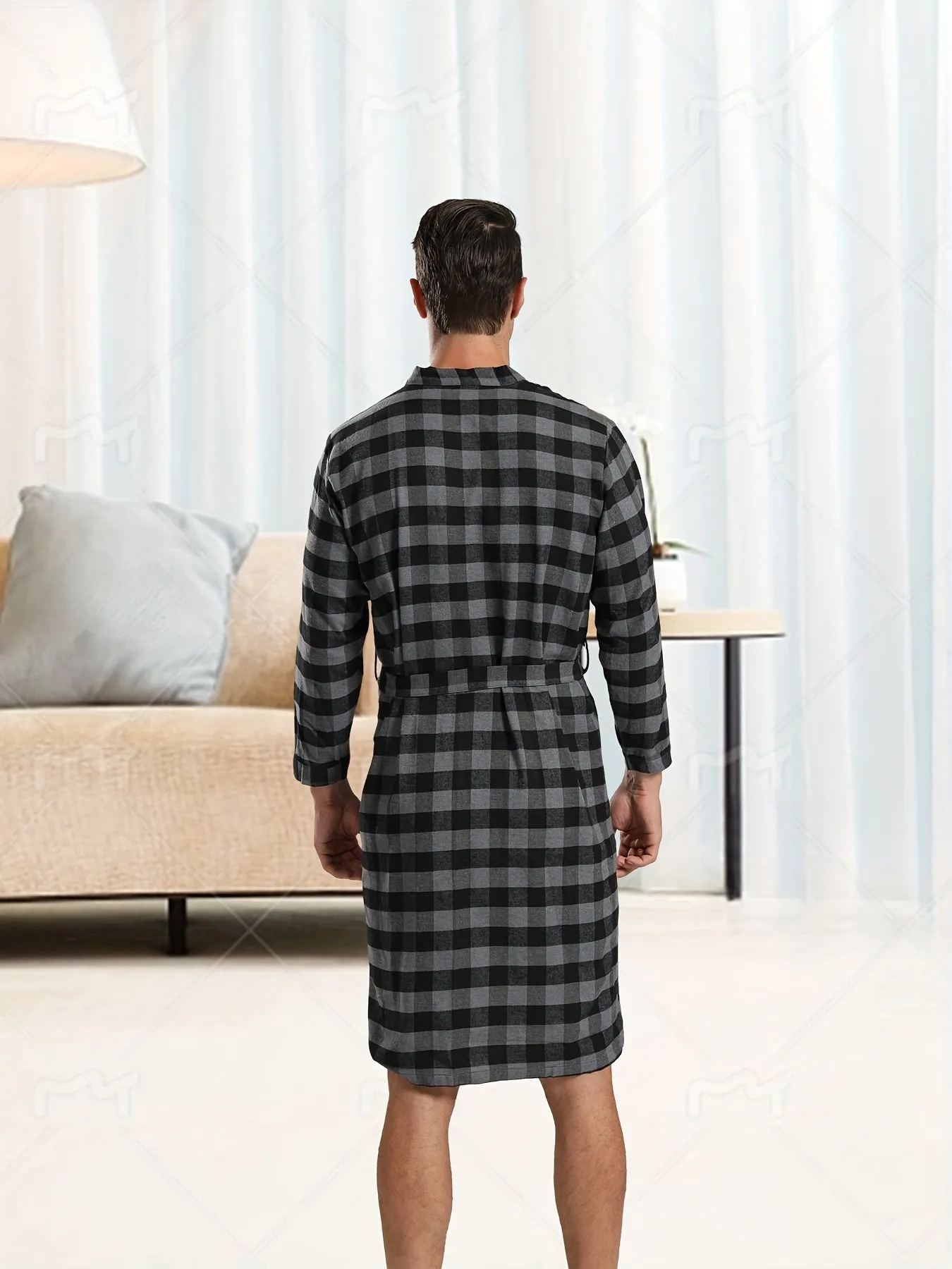 Mens Hooded Pajamas - Stylish, Warm, and Comfy One-Piece Loungewear with Cartoon Plaid Graphic Print, Breathable, Skin-Friendly, and Perfect for Lounging Around the House After a Bath