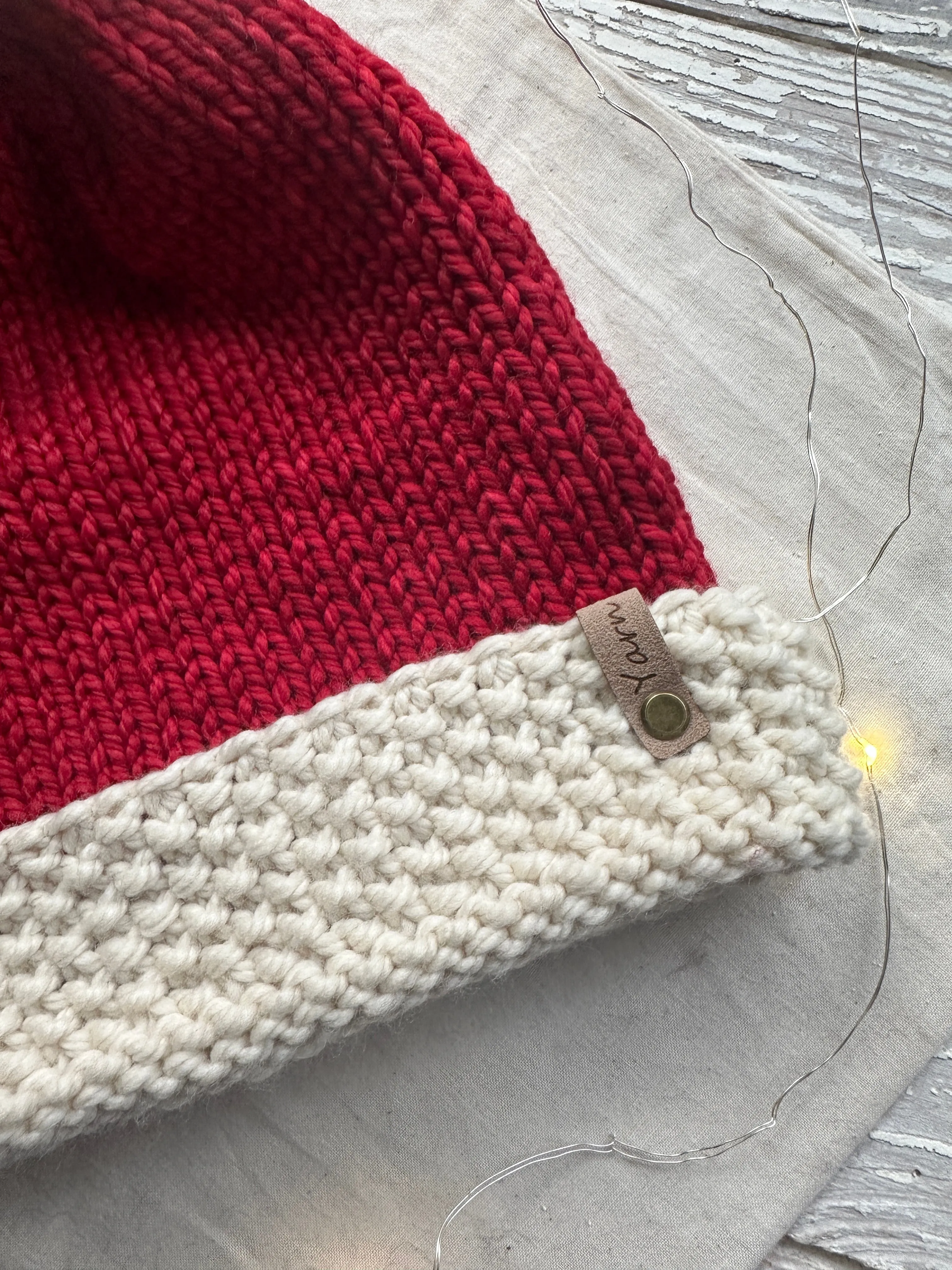 Merino wool knit Santa hat with yarn Pom