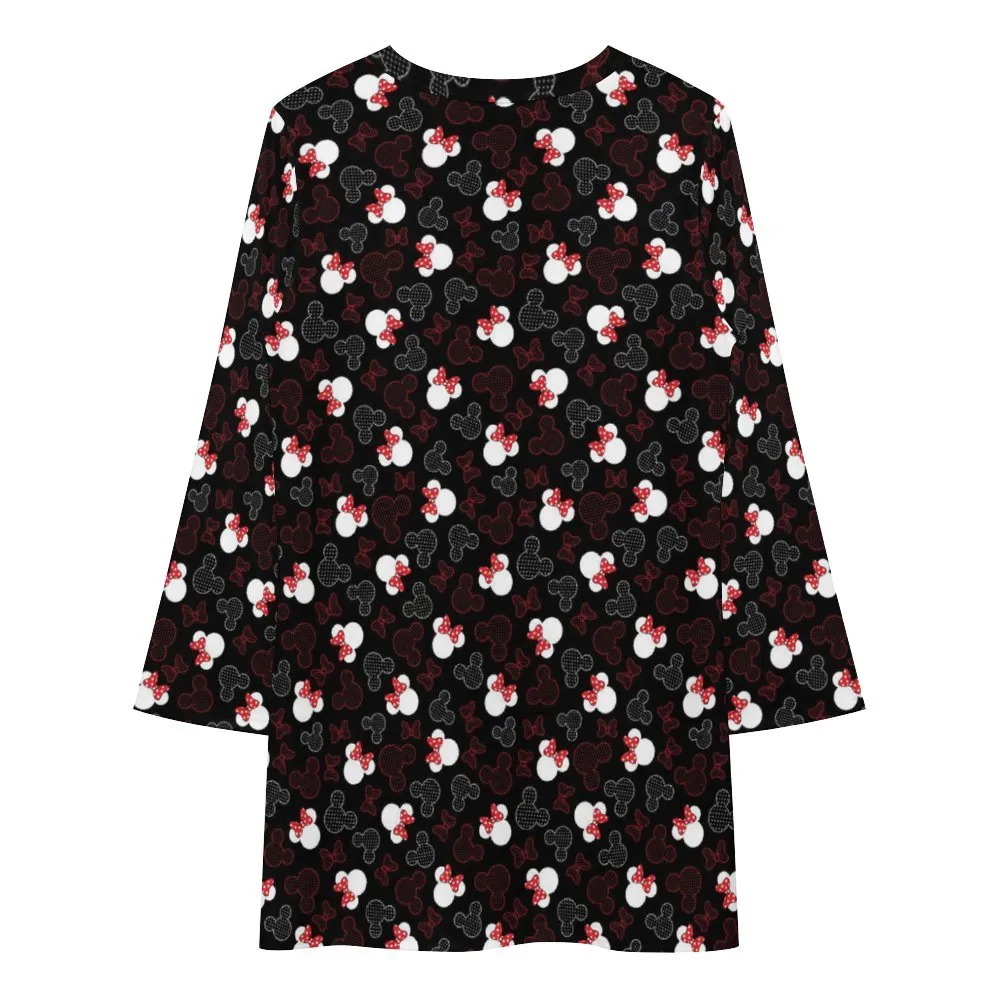 Mickey And Minnie Dots Long Sleeve Patchwork T-shirt Dress