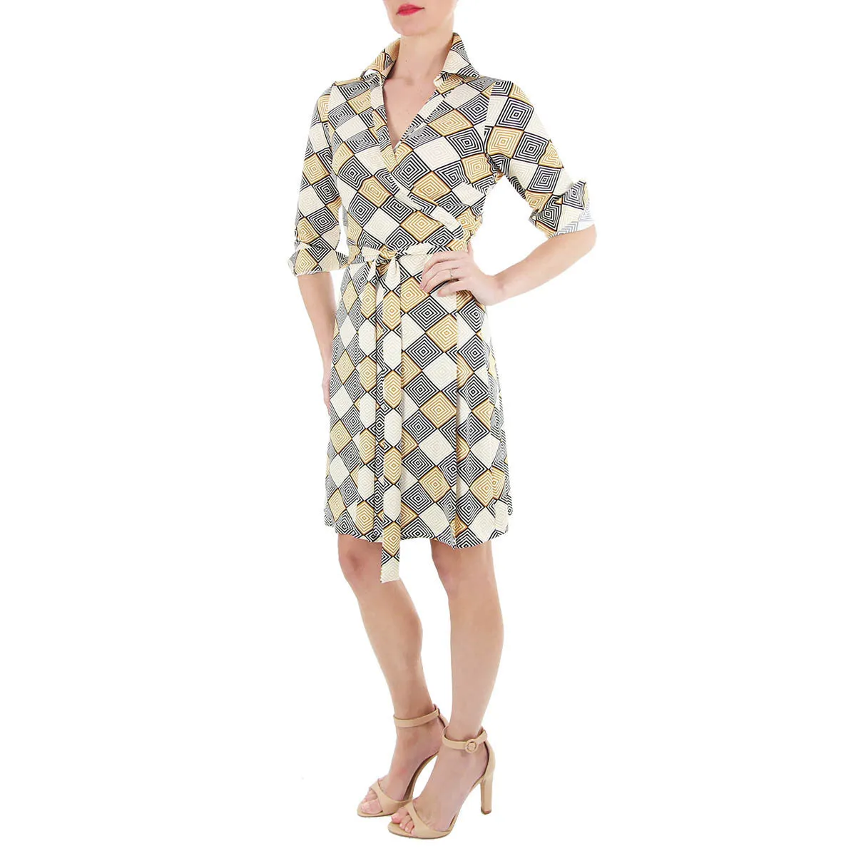 Milo Wrap Dress in Diamond Print