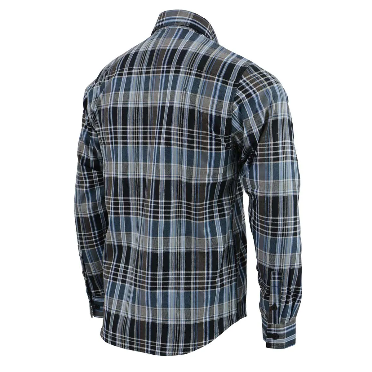 Milwaukee Leather Men's Flannel Plaid Shirt Black and White with Blue