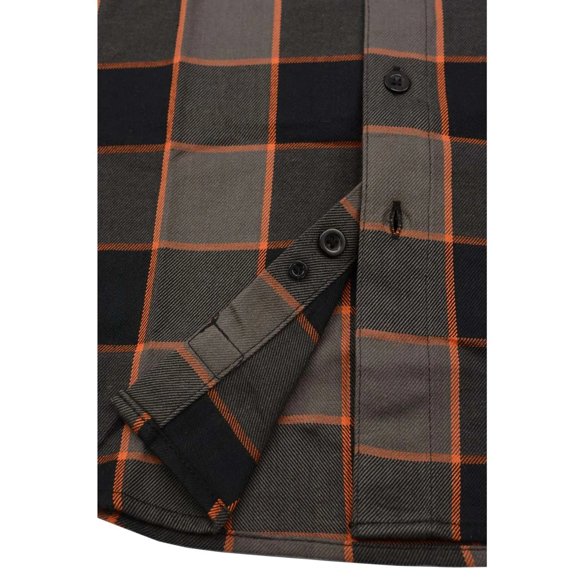 Milwaukee Leather MNG11648 Men's Grey with Brown and Orange Long Sleeve Cotton Flannel Shirt