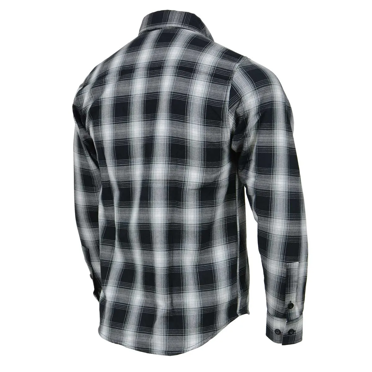 Milwaukee Leather MNG11654 Men's Black and White Long Sleeve Cotton Flannel Shirt