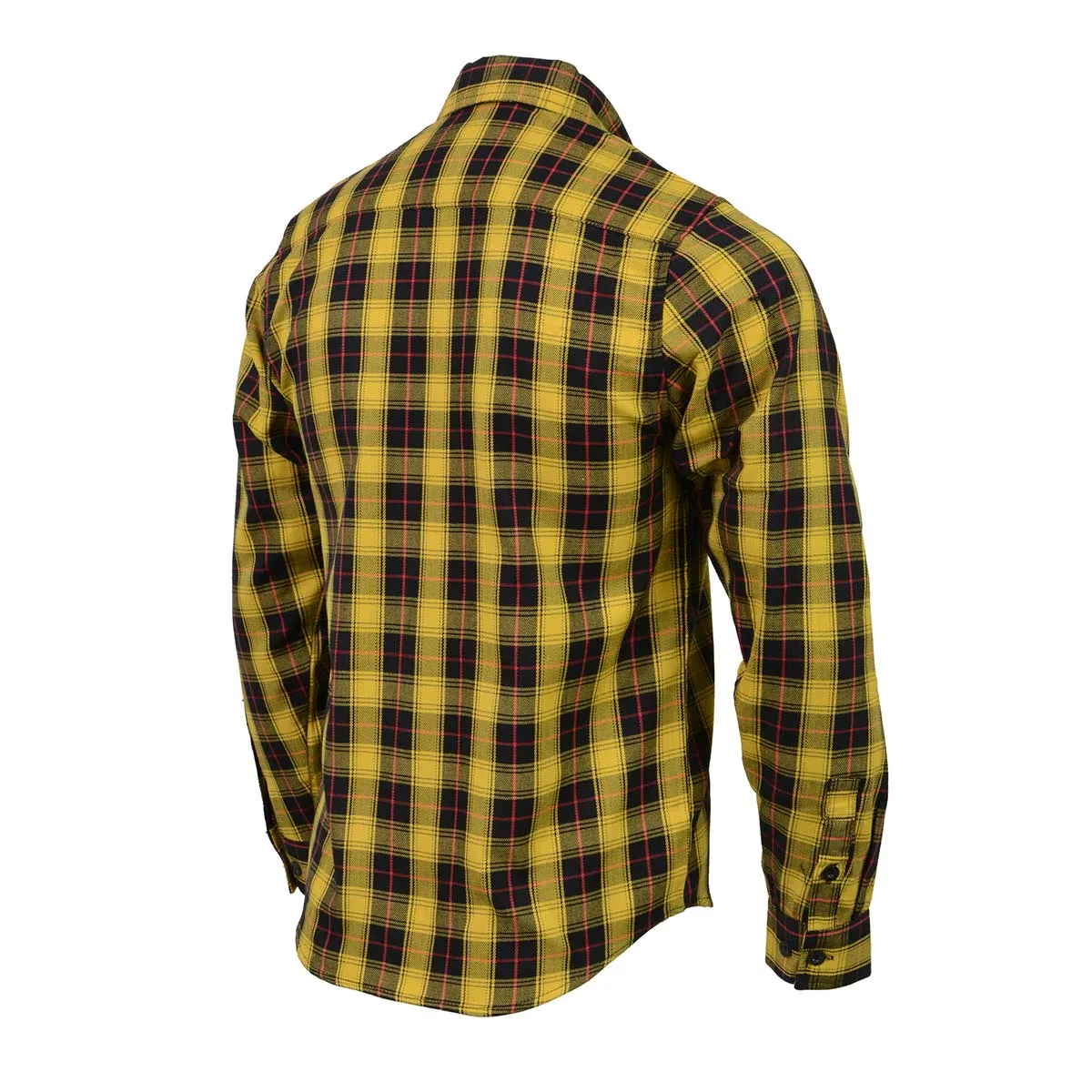 Milwaukee Leather MNG11666 Men's Black and Red with Yellow Long Sleeve Cotton Flannel Shirt