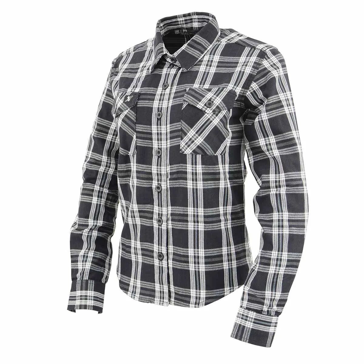 Milwaukee Leather MNG21600 Women's Casual Black and White Long Sleeve Cotton Flannel Shirt