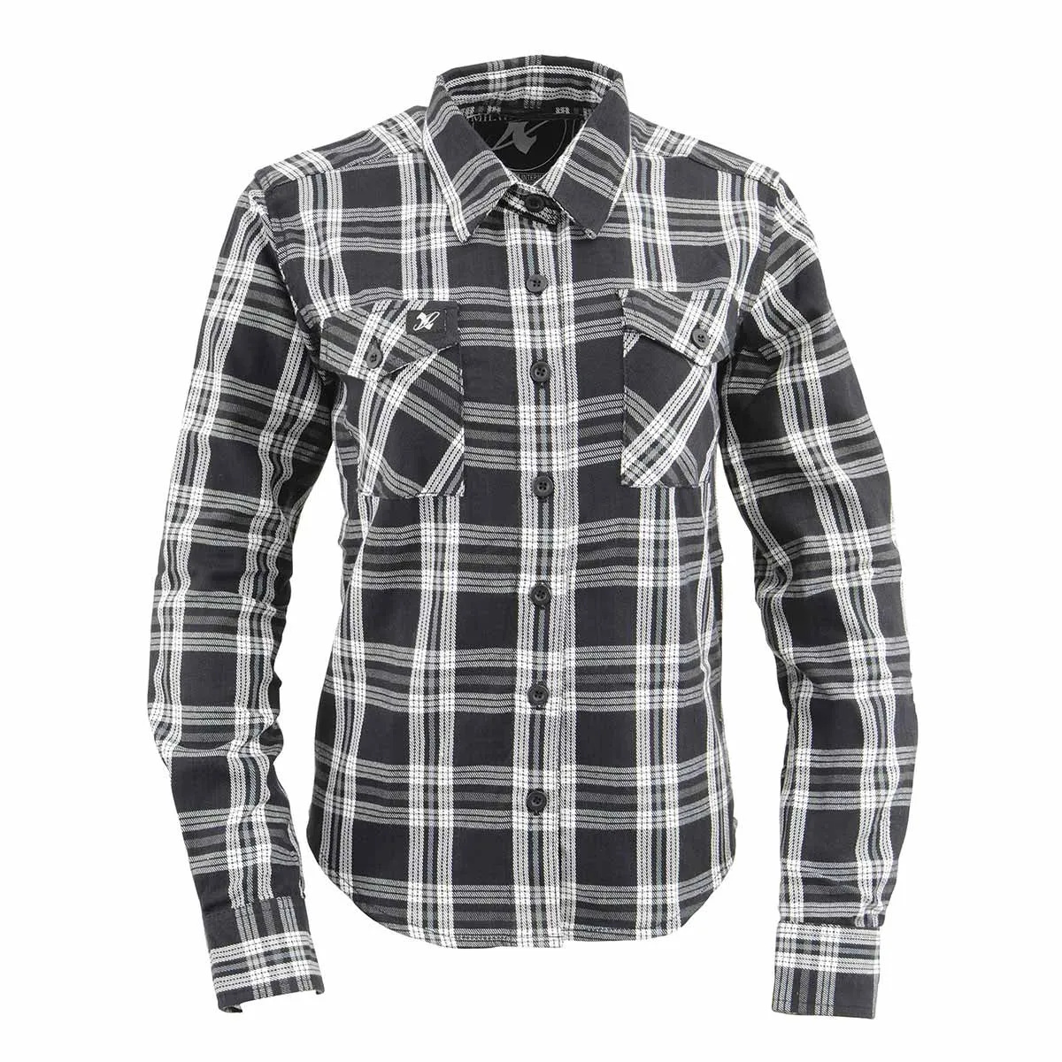 Milwaukee Leather MNG21600 Women's Casual Black and White Long Sleeve Cotton Flannel Shirt