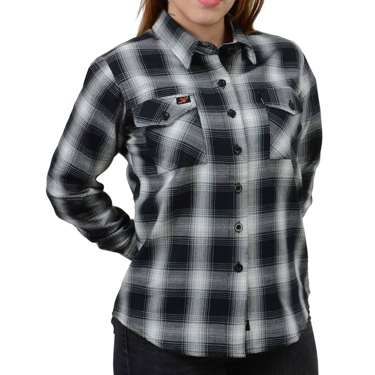 Milwaukee Leather MNG21611 Women's Black and White Long Sleeve Cotton