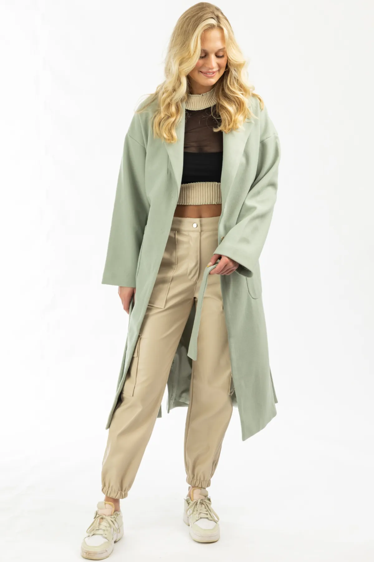 MINT OVERSIZE BELTED TRENCH COAT