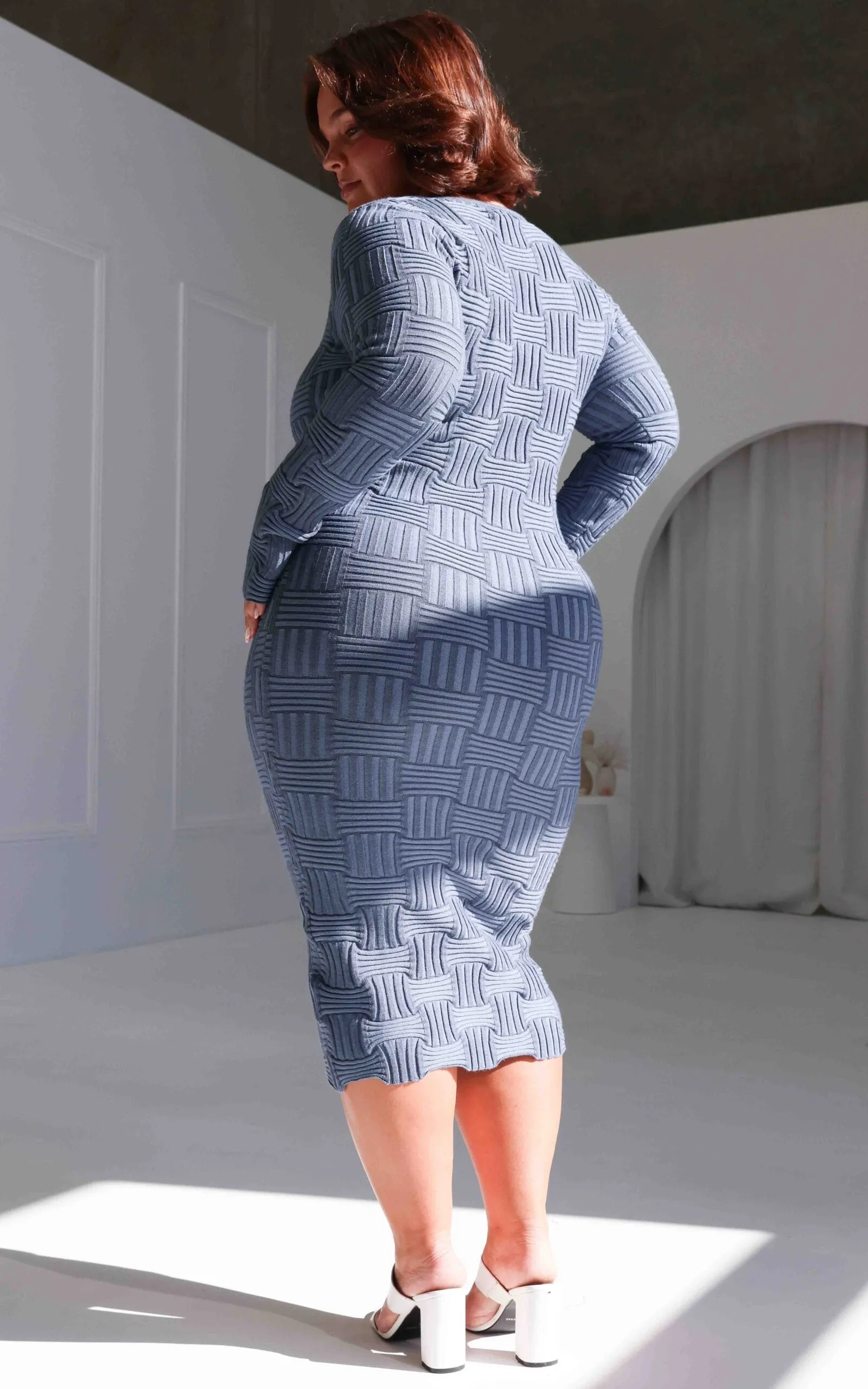 Miya Knit Midi Dress - Blue Marle