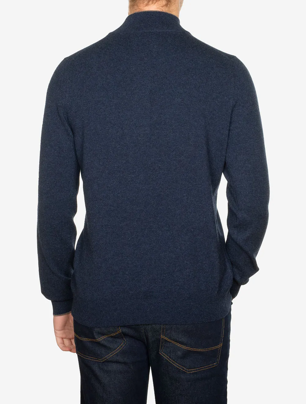 Mock Zip Alcantara Knitwear Navy