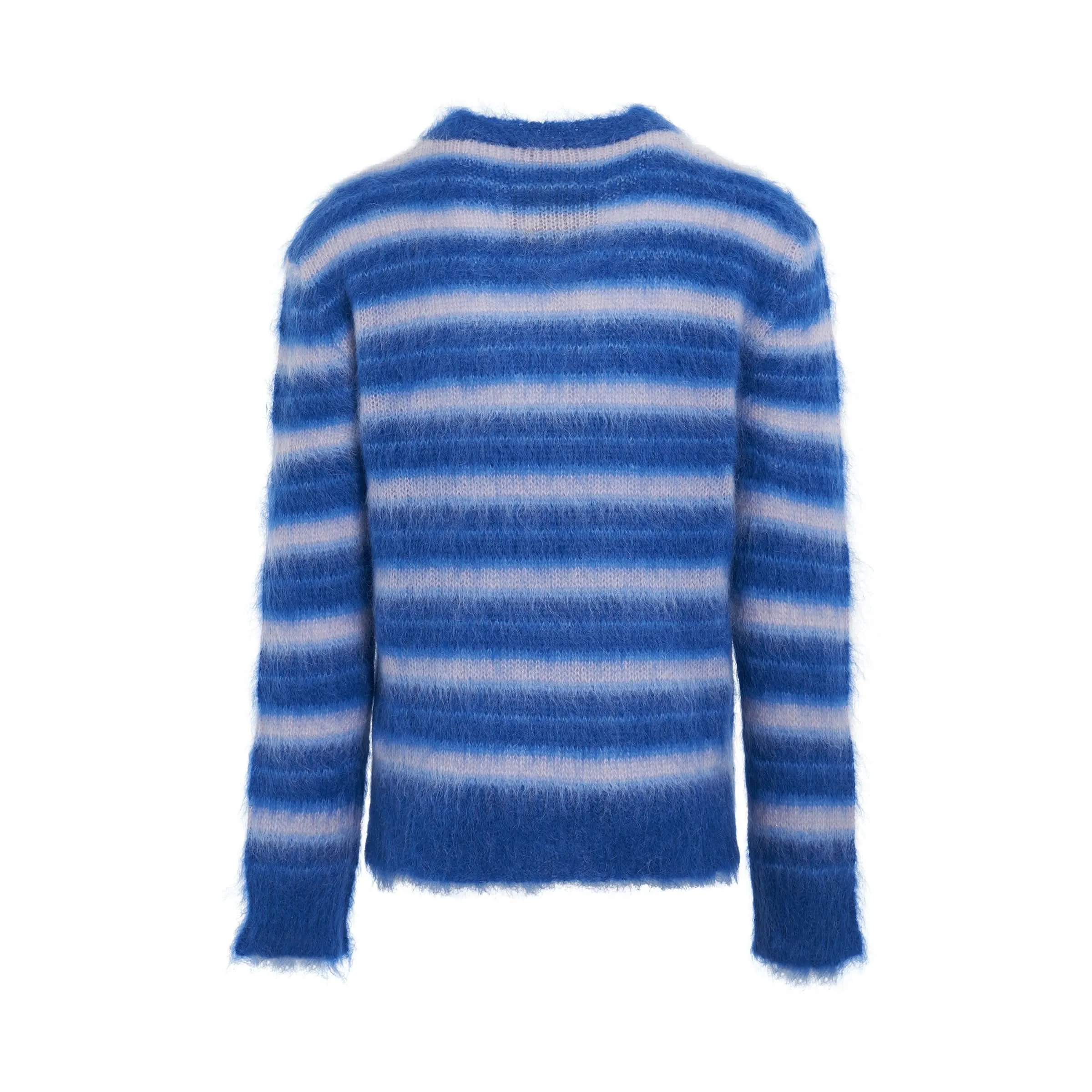 Mohair Striped Crewneck Sweater in Mazarine Blue