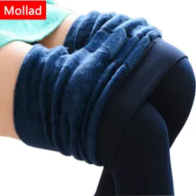 Mollad 2017 NEW plus cashmere fashion leggings women girls Warm Winter Bright Velvet Knitted Thick Legging Super Elastic Pants