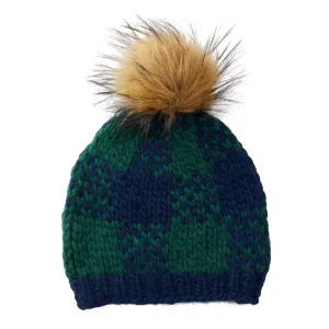 NAVY & FOREST PLAID BEANIE