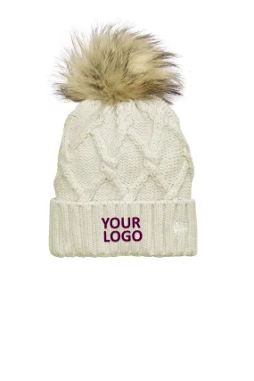 New Era Faux Fur Pom Beanies, Ivory