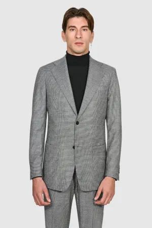 New SUITREVIEW Elmhurst White/Black Houndstooth Wool and Cashmere Loro Piana Suit - 38L and 42R (Other Sizes Special Order)