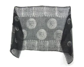 Om Printed Cotton Scarf, Black