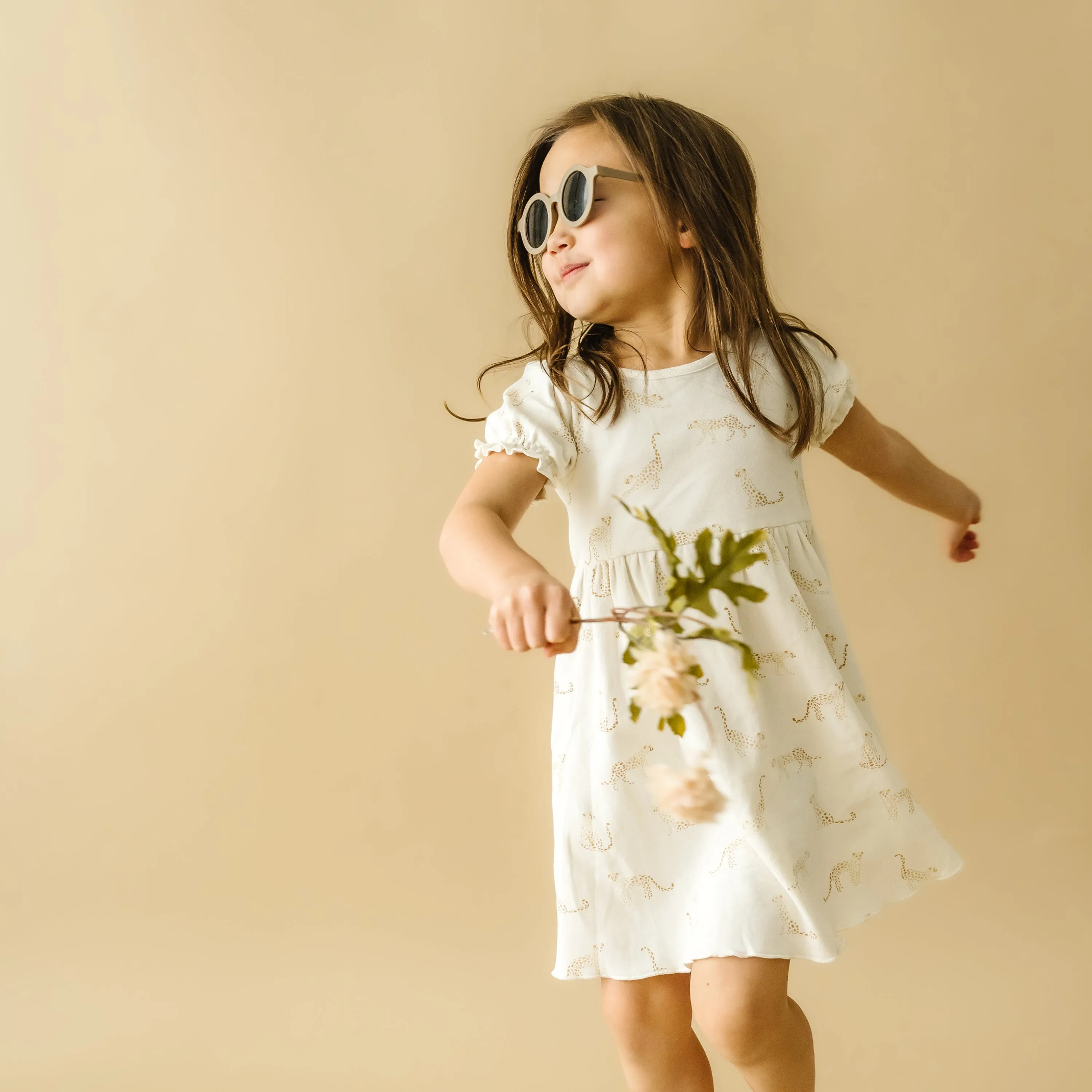 Organic Girls Puff Sleeve Dress - Wildcat