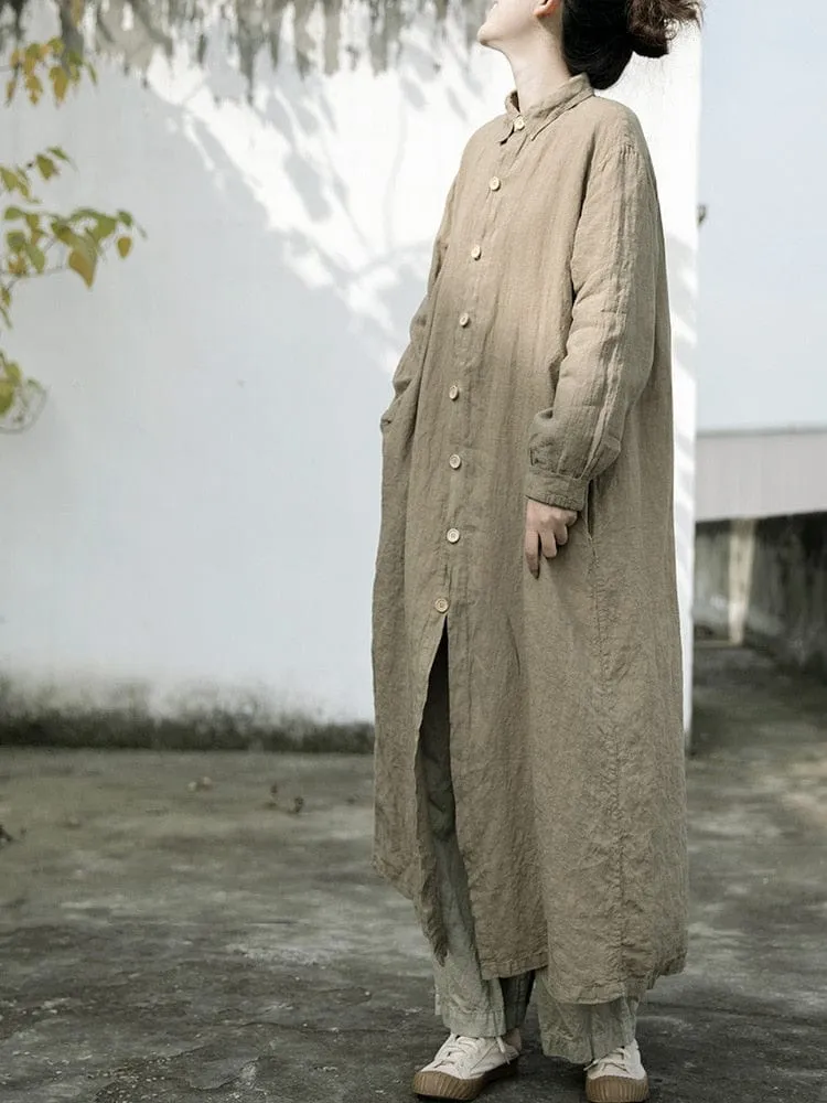 Oversized Linen Trench Coat | Lotus